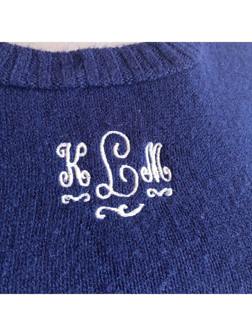 Crewneck Sweater Small Vintage 1970's Buttery Blue KLM Embroidered Logo
